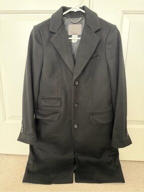 EUC JCrew Crew Nello Gori Black Tailored Wool Coat Women’s Size 00